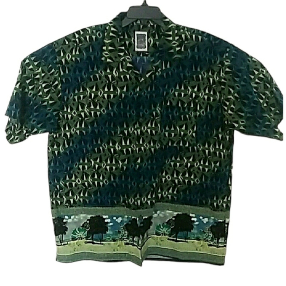 Ocean Current XXL Blue Green Hawaiian Shirt